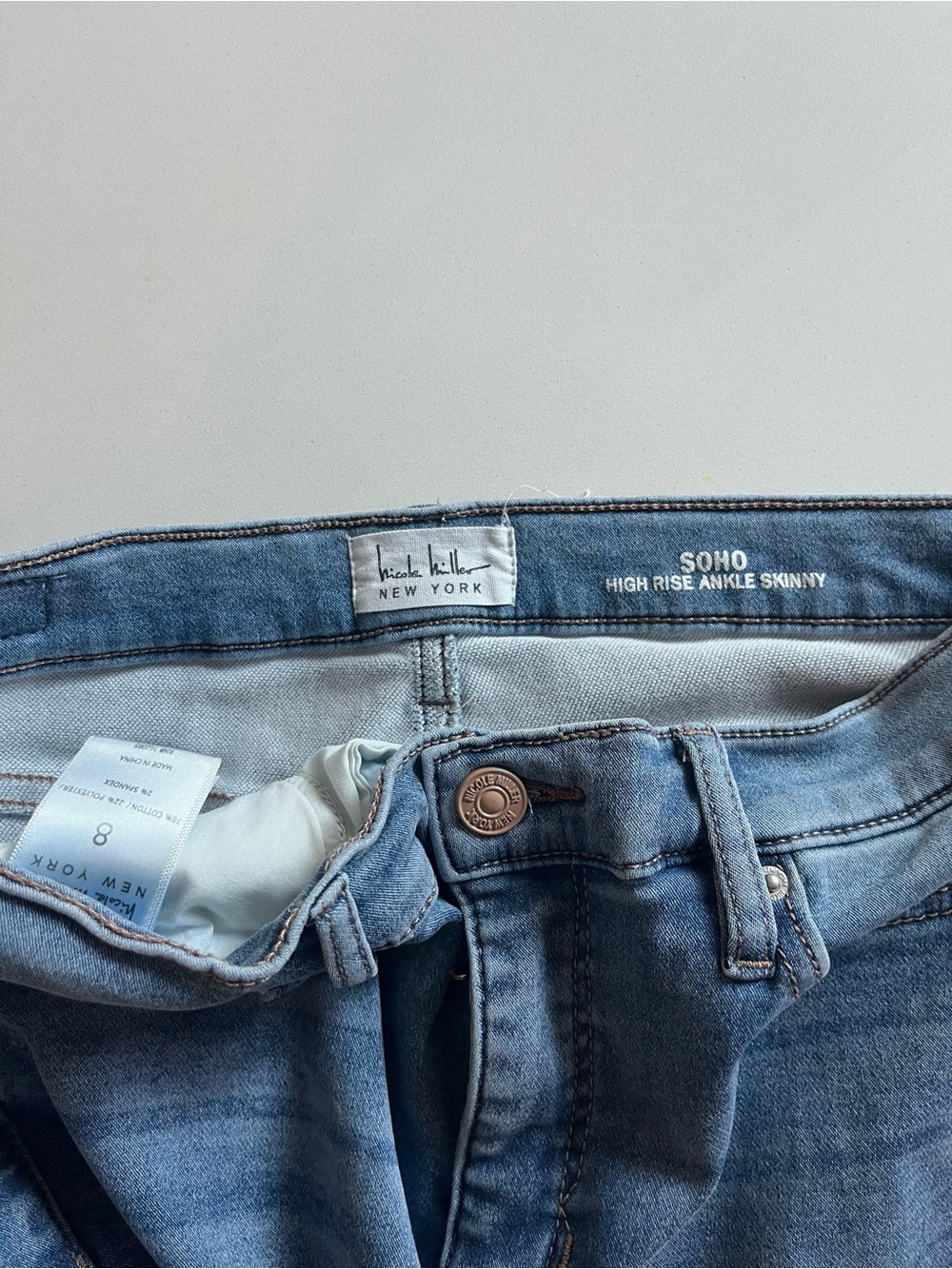 NICOLE MILLER Soho High Rise Skinny Jeans, Size 8 - Picture 4 of 4